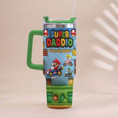 Super Daddio - Personalized Super Plumber Tumbler With Handle