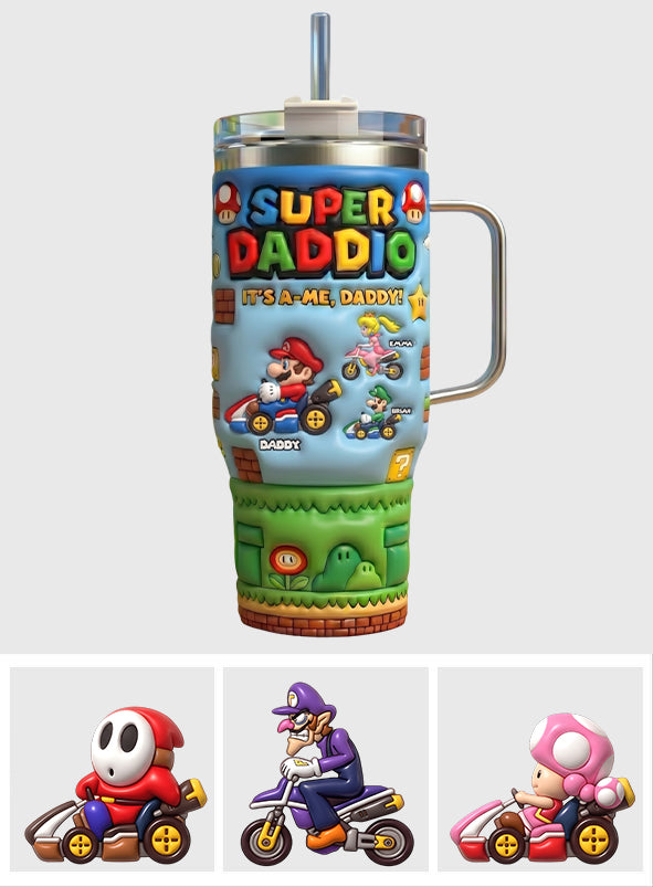 Super Daddio - Personalized Super Plumber Tumbler With Handle