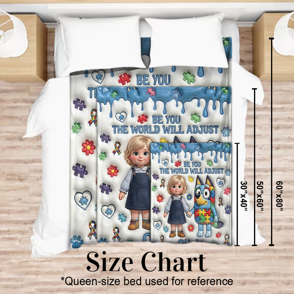Be You The World Will Adjust - Personalized Autism Awareness Blanket