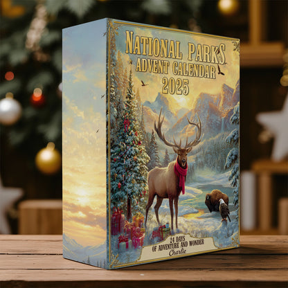 24 Days Of Adventure And Wonder - Personalized Hiking Folded Advent Calendar With Ornaments