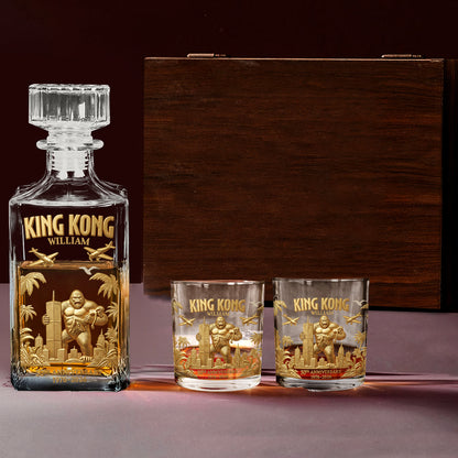 The Gorilla 50th Anniversary - Personalized Whiskey Decanter Set