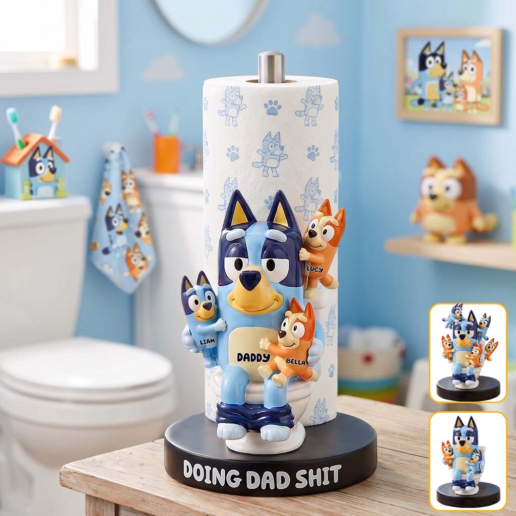 Doing Dad Sh*t - Personalized Blue Dog Paper Towel Stand