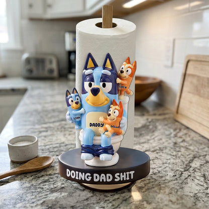 Doing Dad Sh*t - Personalized Blue Dog Paper Towel Stand