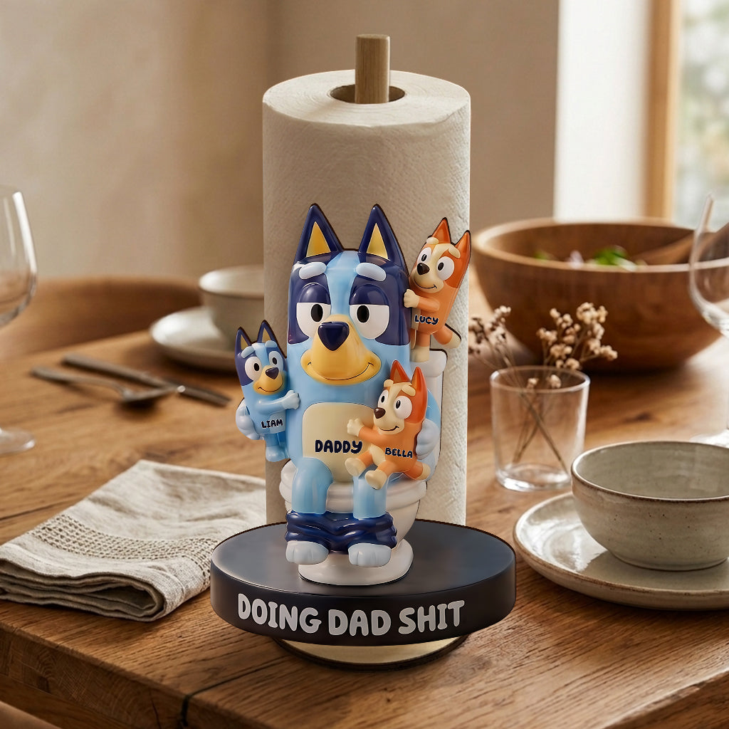 Doing Dad Sh*t - Personalized Blue Dog Paper Towel Stand