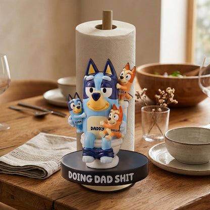 Doing Dad Sh*t - Personalized Blue Dog Paper Towel Stand