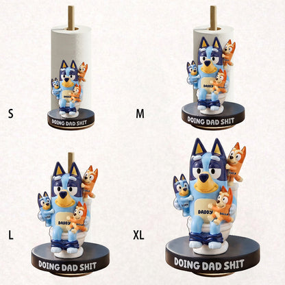 Doing Dad Sh*t - Personalized Blue Dog Paper Towel Stand