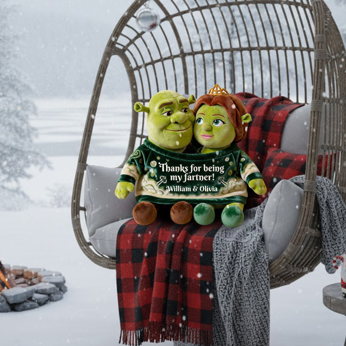 Ogre Love - Personalized Faux Fur Shaped Pillow