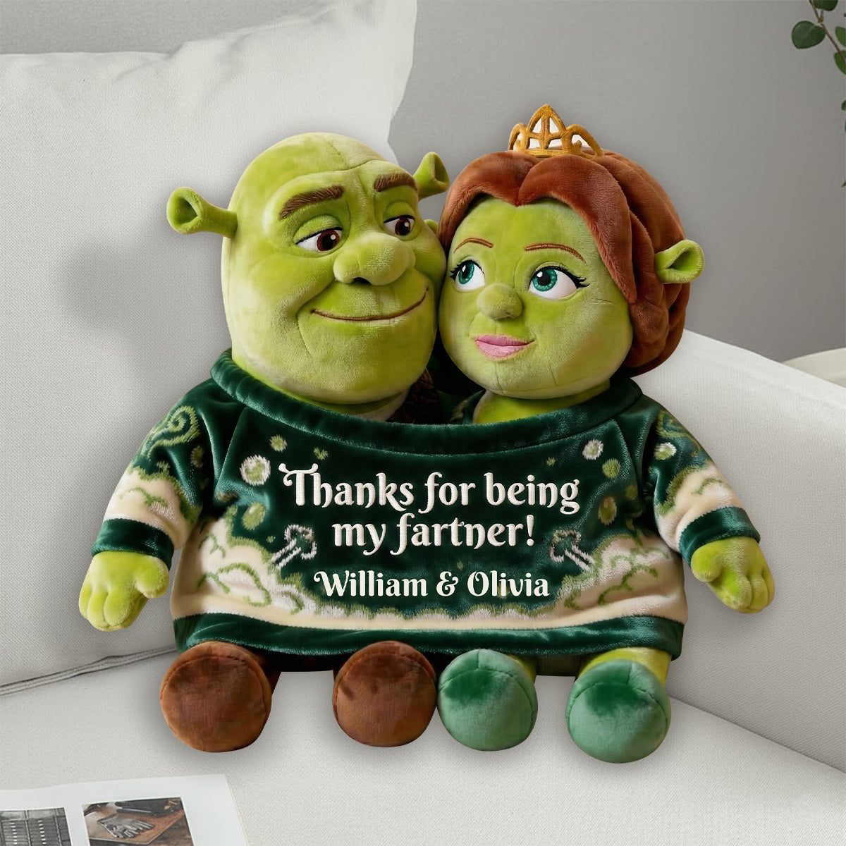 Ogre Love - Personalized Faux Fur Shaped Pillow