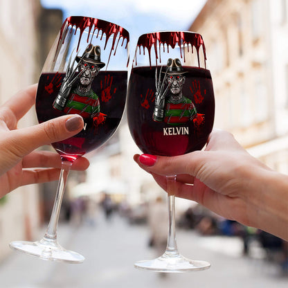 Scary Night - Personalized Horror Character Wine Glass With Long Stem