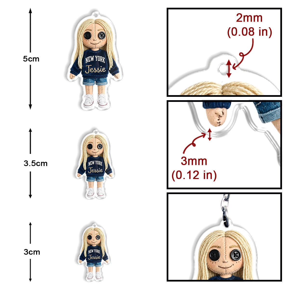 Horror Mini Me Doll - Personalized Coraline Keychain