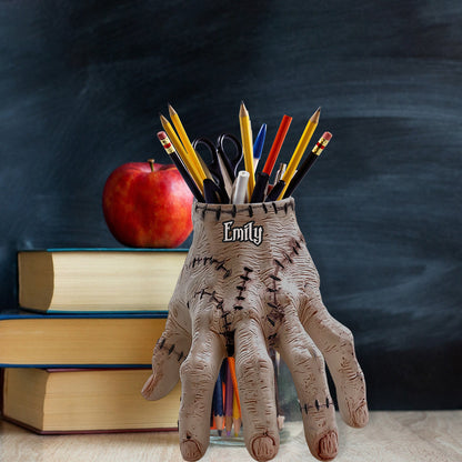 Creepy Hand - Personalized Horror Character Wooden Desk Organizer