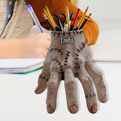 Creepy Hand - Personalized Horror Character Wooden Desk Organizer
