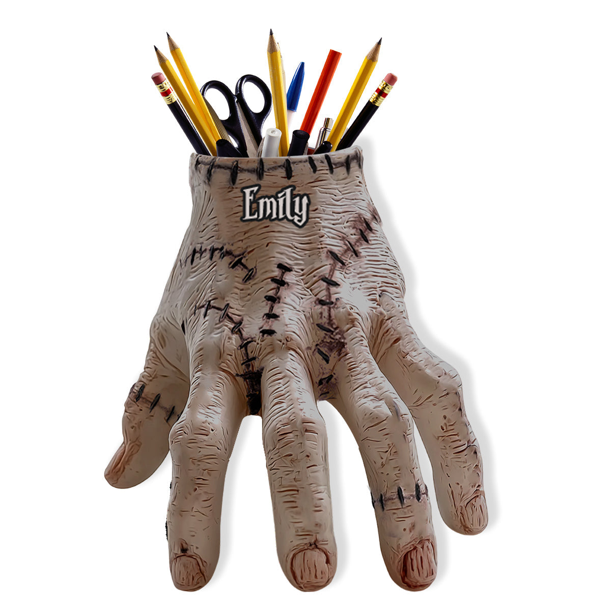 Creepy Hand - Personalized Horror Character Wooden Desk Organizer
