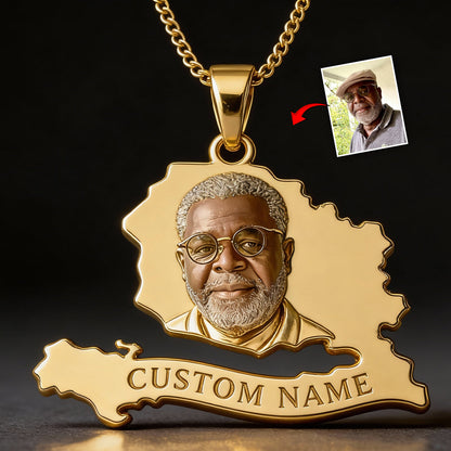 Proud Haitian - Personalized Expats Shaped Metal Pendant Necklace