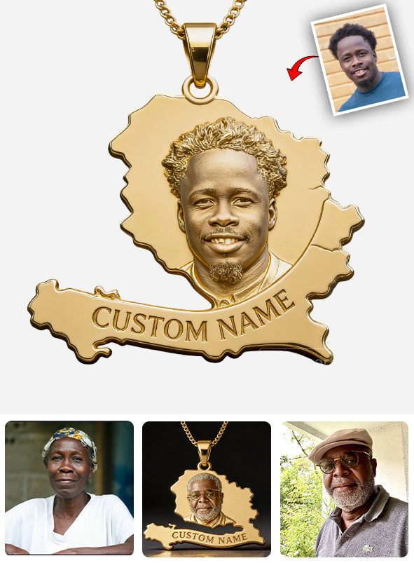Proud Haitian - Personalized Expats Shaped Metal Pendant Necklace