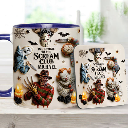 Welcome To The Scream Club - Personalized Horror Character Accent Mug & Coaster