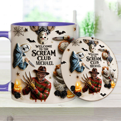 Welcome To The Scream Club - Personalized Horror Character Accent Mug & Coaster