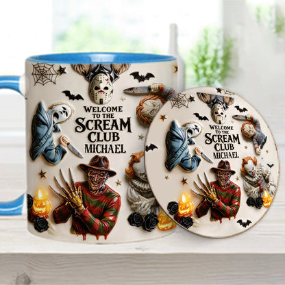 Welcome To The Scream Club - Personalized Horror Character Accent Mug & Coaster
