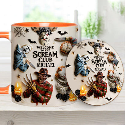 Welcome To The Scream Club - Personalized Horror Character Accent Mug & Coaster