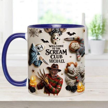 Welcome To The Scream Club - Personalized Horror Character Accent Mug & Coaster