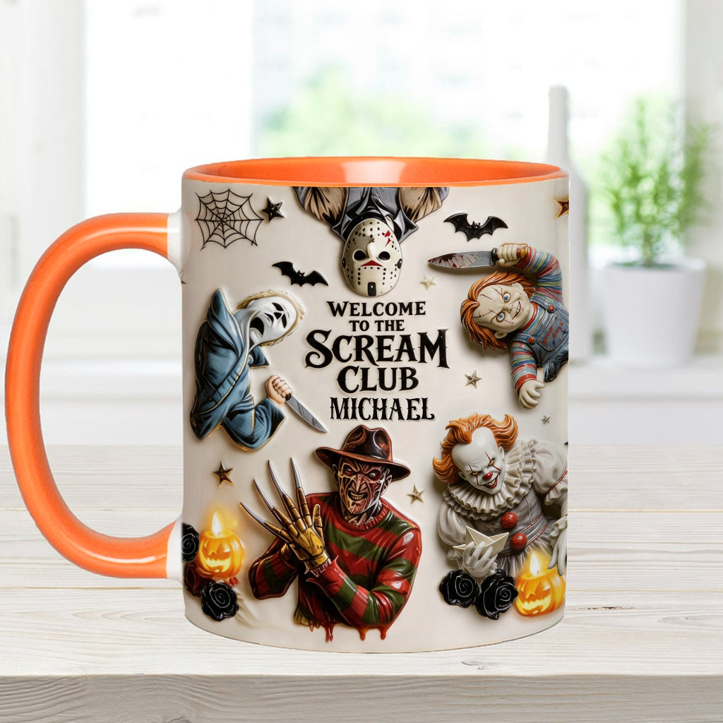 Welcome To The Scream Club - Personalized Horror Character Accent Mug & Coaster