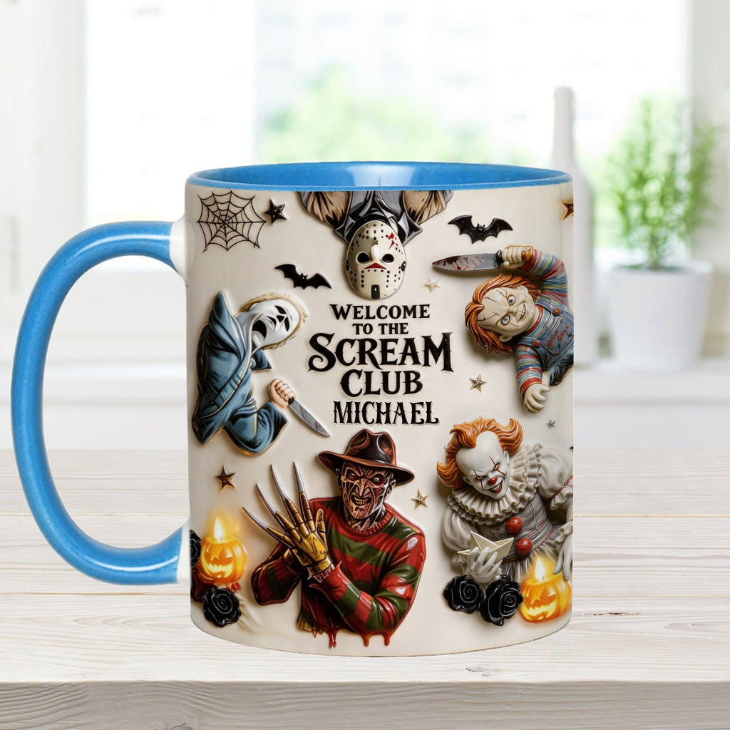Welcome To The Scream Club - Personalized Horror Character Accent Mug & Coaster