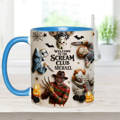Welcome To The Scream Club - Personalized Horror Character Accent Mug & Coaster