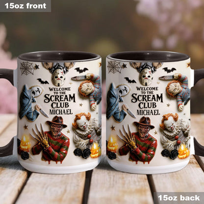 Welcome To The Scream Club - Personalized Horror Character Accent Mug & Coaster