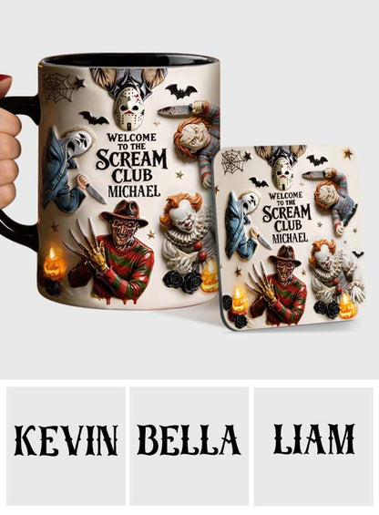Welcome To The Scream Club - Personalized Horror Character Accent Mug & Coaster