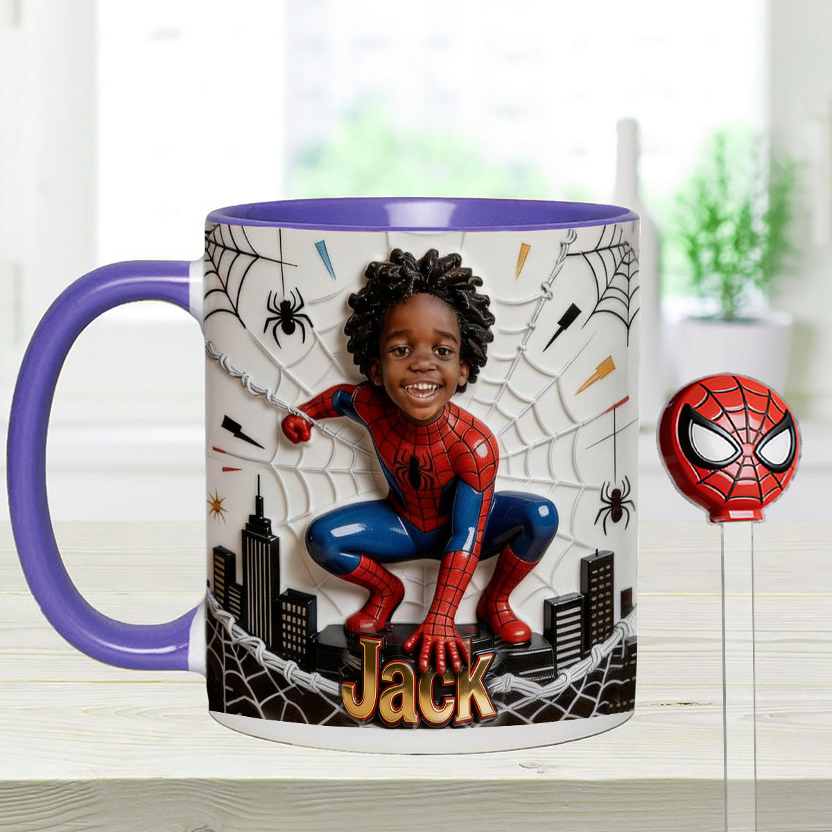 Fans Gift - Personalized Spider-Verse Set Accent Mug with Acrylic Stirrers