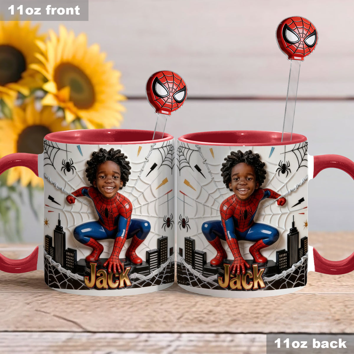 Fans Gift - Personalized Spider-Verse Set Accent Mug with Acrylic Stirrers