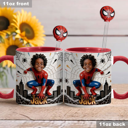 Fans Gift - Personalized Spider-Verse Set Accent Mug with Acrylic Stirrers