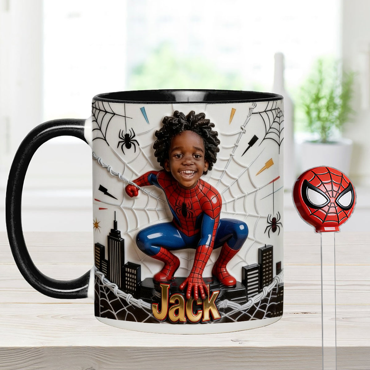 Fans Gift - Personalized Spider-Verse Set Accent Mug with Acrylic Stirrers