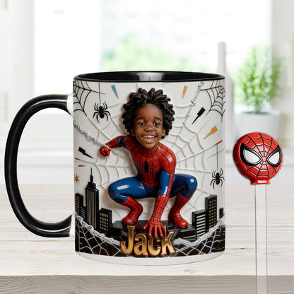 Fans Gift - Personalized Spider-Verse Set Accent Mug with Acrylic Stirrers