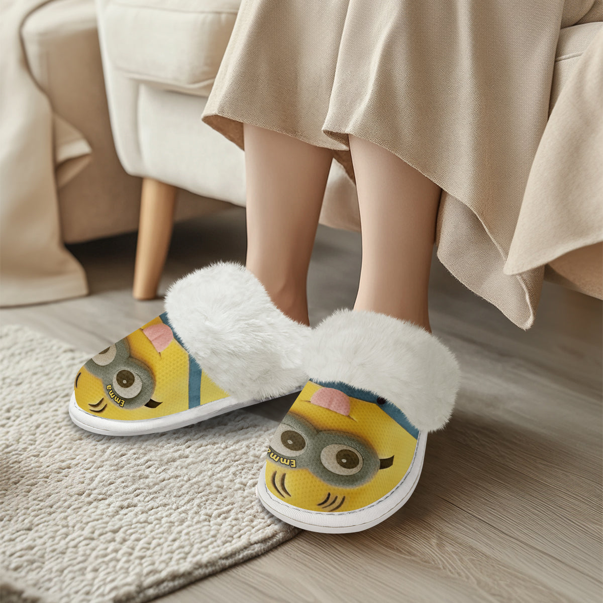 Cute Mini Banana - Personalized Slippers With Fur Lining