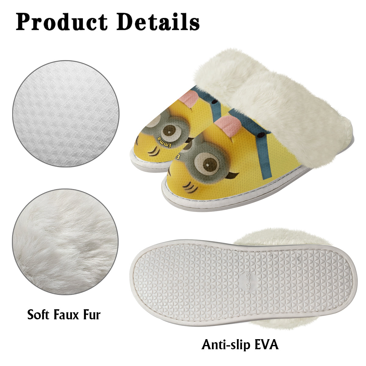 Cute Mini Banana - Personalized Slippers With Fur Lining