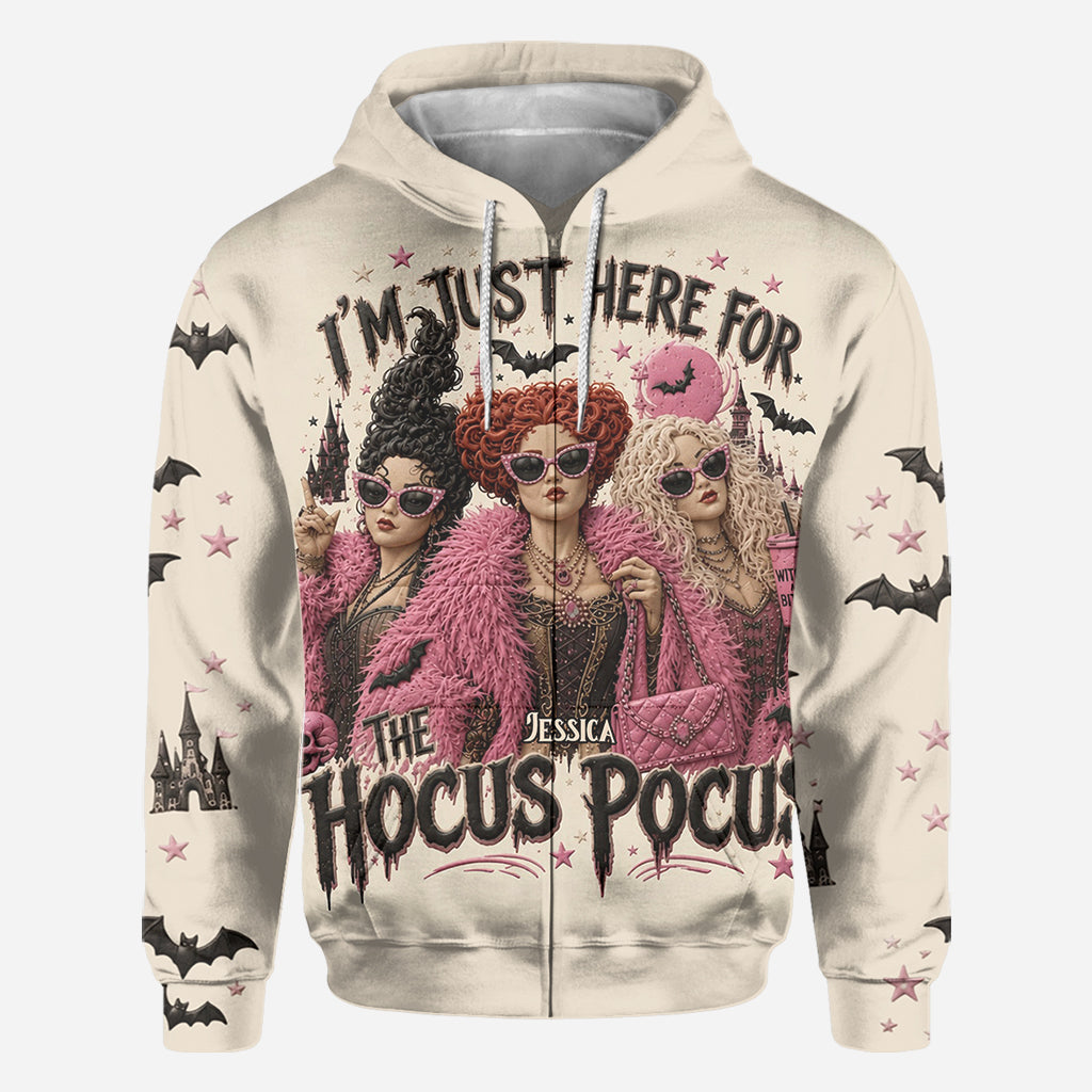 Just Here For The Hocus Pocus - Personalized Three Witches All Over Shirt