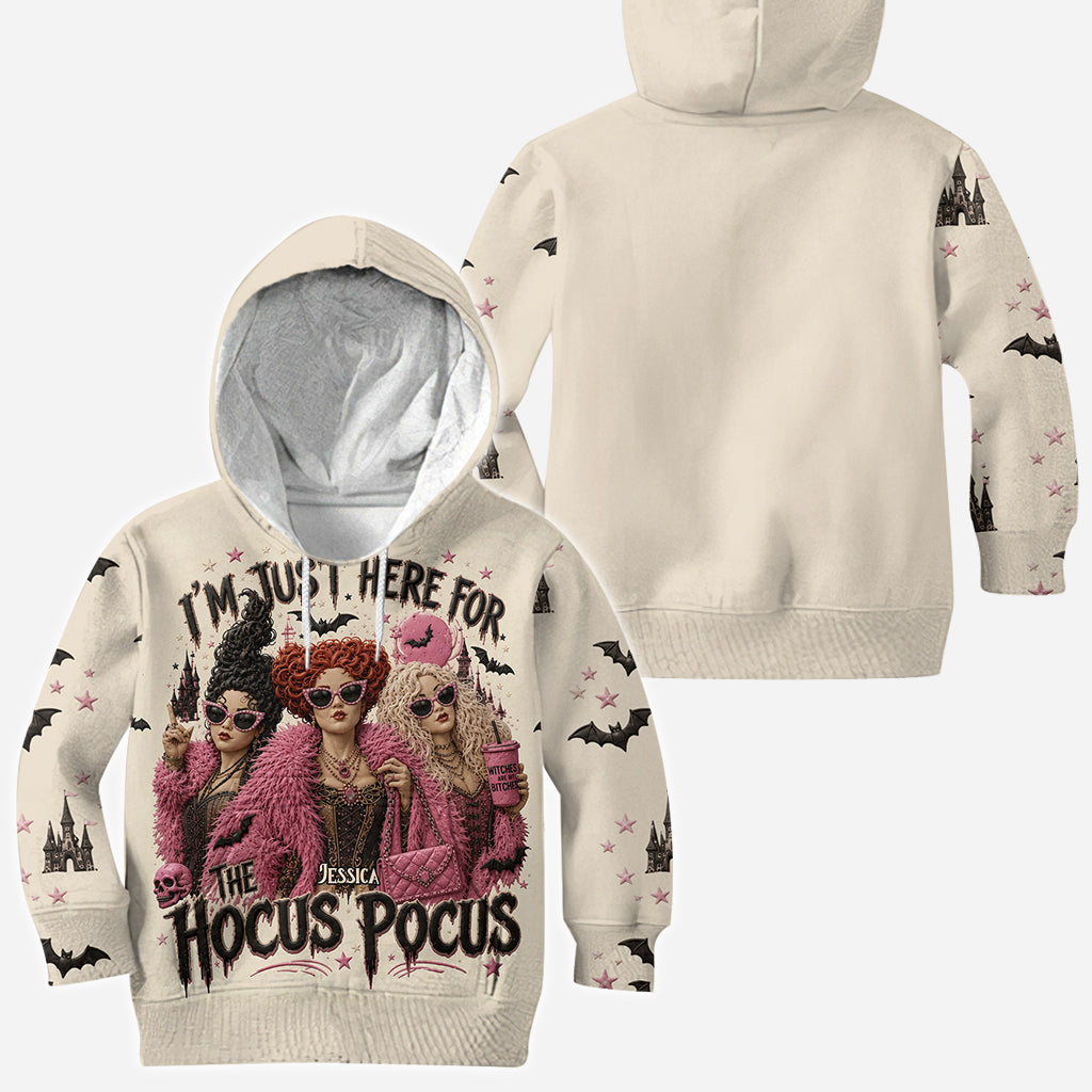 Just Here For The Hocus Pocus - Personalized Three Witches All Over Shirt