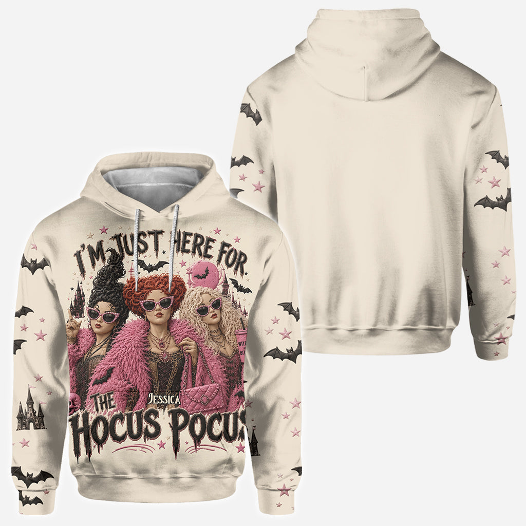 Just Here For The Hocus Pocus - Personalized Three Witches All Over Shirt