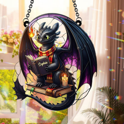 Dragon Book - Personalized Window Hanging Suncatcher Ornament