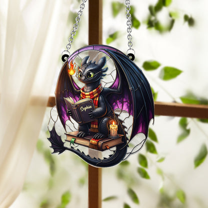 Dragon Book - Personalized Window Hanging Suncatcher Ornament