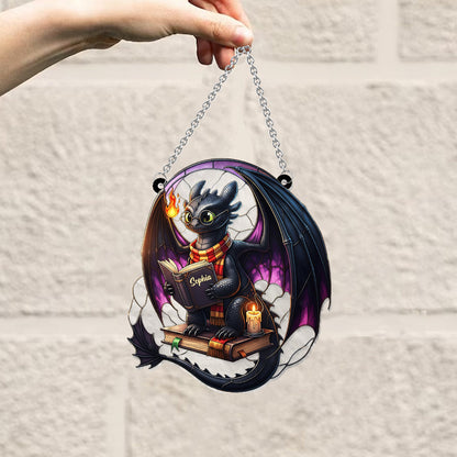 Dragon Book - Personalized Window Hanging Suncatcher Ornament