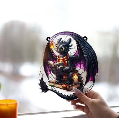 Dragon Book - Personalized Window Hanging Suncatcher Ornament