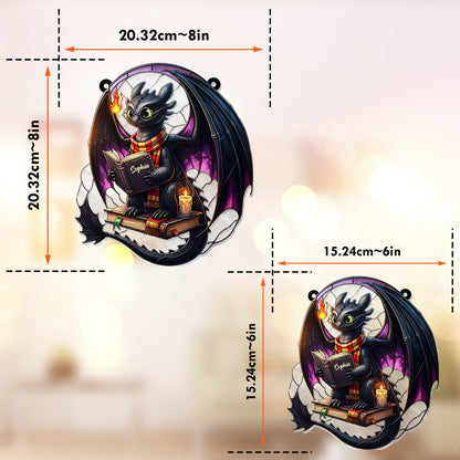 Dragon Book - Personalized Window Hanging Suncatcher Ornament