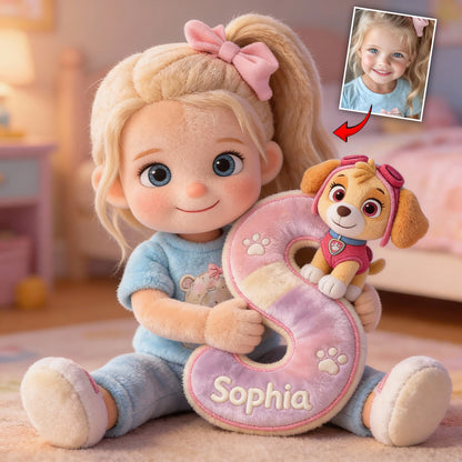 Custom Any Photo Perfect Gift For Kids - Personalized Cute Dog Faux Fur Shaped Pillow