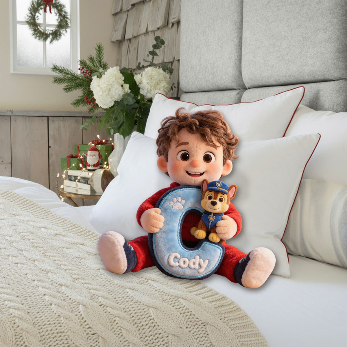 Custom Any Photo Perfect Gift For Kids - Personalized Cute Dog Faux Fur Shaped Pillow