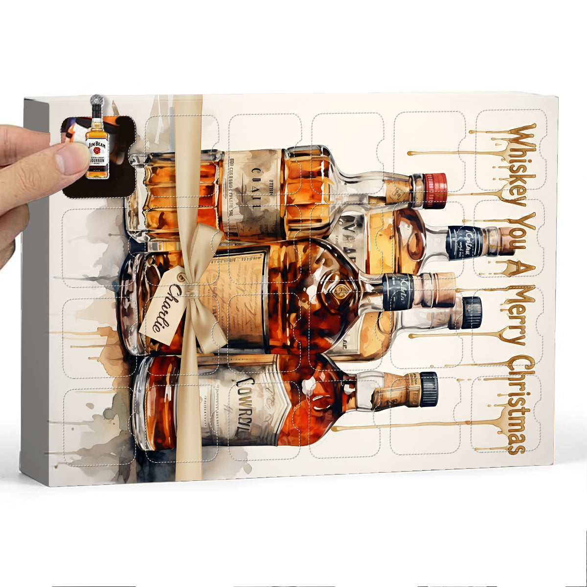 Whiskey Christmas Gift - Personalized Whisky Advent Calendar With Ornaments