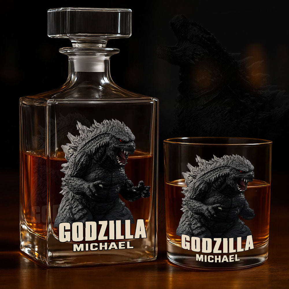 Monster Custom Name - Personalized Giant Monster Whiskey Decanter Set
