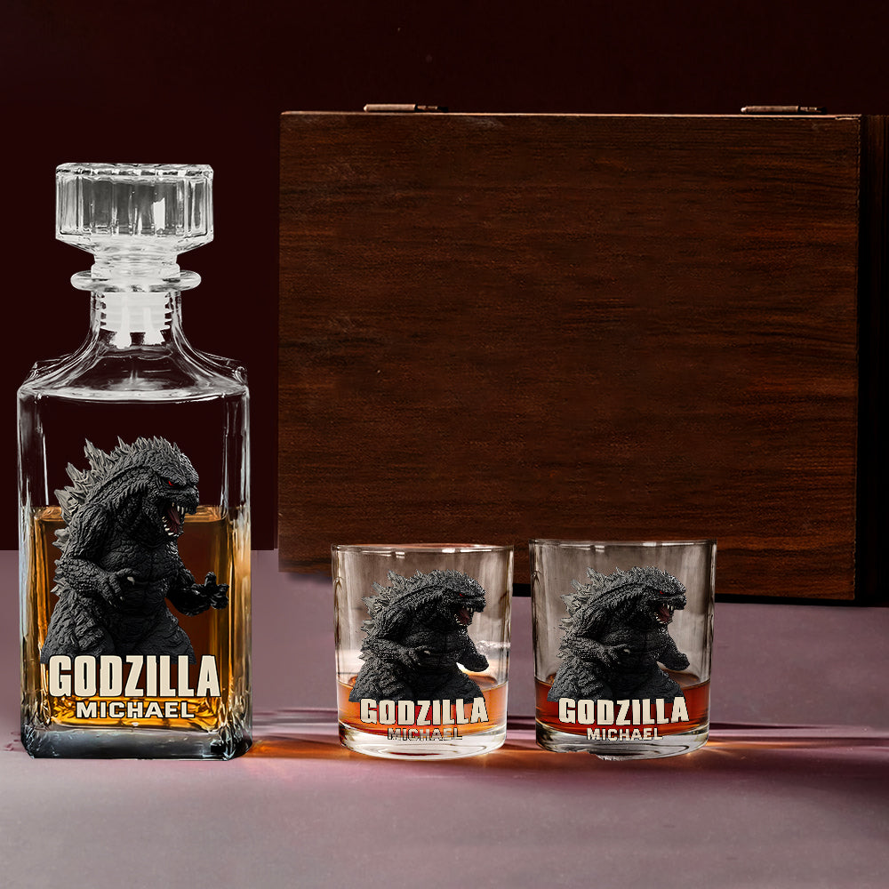 Monster Custom Name - Personalized Giant Monster Whiskey Decanter Set