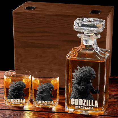 Monster Custom Name - Personalized Giant Monster Whiskey Decanter Set